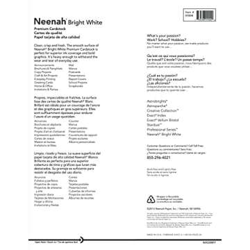 Neenah Premium Cardstock, 8.5" x 11", 65 lb/176 gsm, Bright White, 250 Sheets (91904)