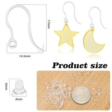 TOAOB 50pcs Clear Plastic Earring Hooks Non-Allergenic Ear Wires 14.5x17mm Earrings Components with ...