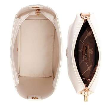 Wrangler Bucket Handbags for Women Crossbody Purse with Guitar Strap and Hobo Bag Organizer Insert Tote Oversized BeigeWG67-9182BG