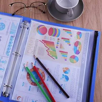 Antner Multicolor 6 Pack Binder Pockets for Documents