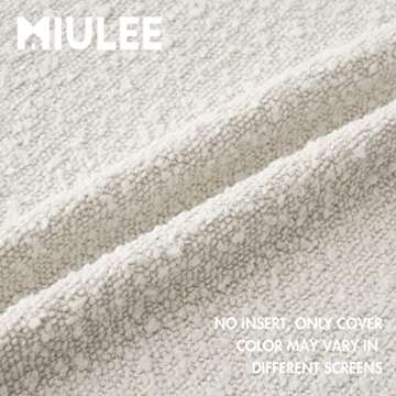 MIULEE Set of 2 Decorative Throw Pillow Covers 18 x 18 Inch Pure White Pillowcases Textured Boucle S...