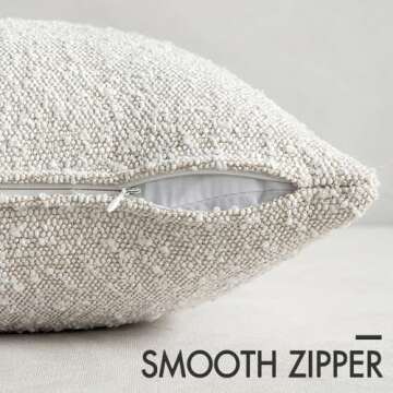 MIULEE Set of 2 Decorative Throw Pillow Covers 18 x 18 Inch Pure White Pillowcases Textured Boucle Square Sofa Couch Pillow Home Decor for Living Room Woven Modern Cushion Cases