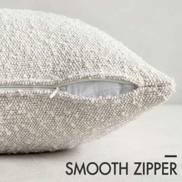 MIULEE Set of 2 Decorative Throw Pillow Covers 18 x 18 Inch Pure White Pillowcases Textured Boucle Square Sofa Couch Pillow Home Decor for Living Room Woven Modern Cushion Cases