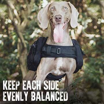 OneTigris Dog Backpack for Hiking Nylon Dog Harness Backpack with Side Pockets for Large Dog with 22"-31.5" Neck Girth and 29"-35.8" Chest Girth (Black)