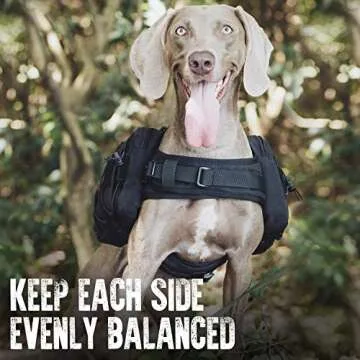 OneTigris Dog Backpack for Hiking Nylon Dog Harness Backpack with Side Pockets for Large Dog with 22"-31.5" Neck Girth and 29"-35.8" Chest Girth (Black)