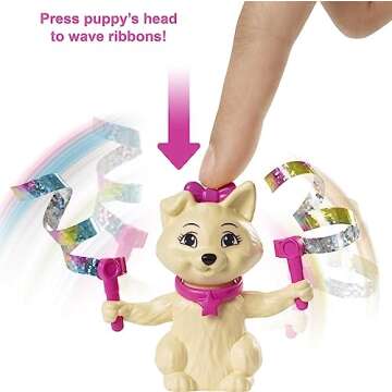 Barbie Gymnast Playset, Spin 'n Twirl Teresa Doll Flips & Spins Hoops, Pet Has Bouncing Trampoline & Waves Ribbons, Themed Acccessories