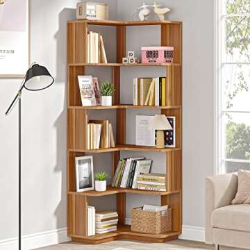 Tribesigns 6 Tier Corner Bookshelf for Home Office