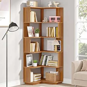 Tribesigns 6 Tier Corner Bookshelf for Home Office