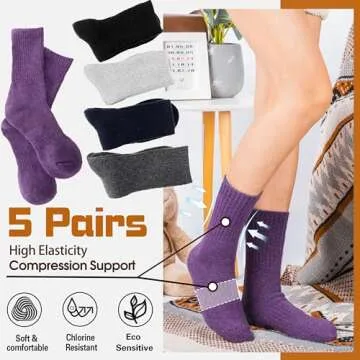 Merino Wool Socks for Women Hiking Warm Winter Thick Boot Thermal Cozy Crew Work Soft Ladies Socks G...