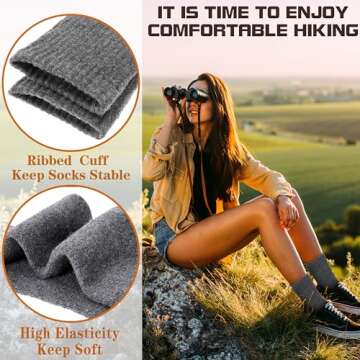 Merino Wool Socks for Women Hiking Warm Winter Thick Boot Thermal Cozy Crew Work Soft Ladies Socks Gift 5 Pack Stocking Stuffers（ Purple/Blue/Black/Grey/Dull Grey）