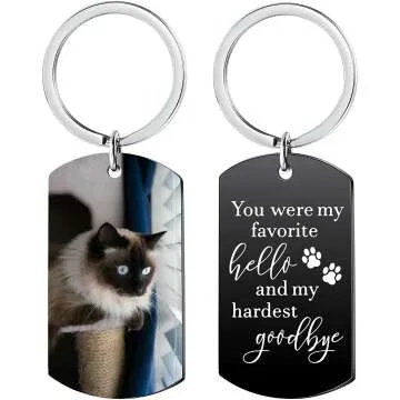 Custom Cat Photo Keychain - Personalized Memorial Gift