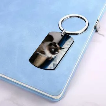 Custom Cat Photo Keychain - Personalized Memorial Gift
