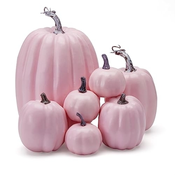 7Pcs Halloween Artificial Pumpkins Decor - Cute Foam Pumpkins for Fall