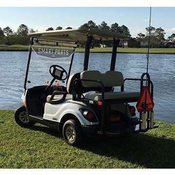 Golf Cart Rear Seat Safety Grab Bar fits EZGO, Club Car, Yamaha + Bonus Reflector