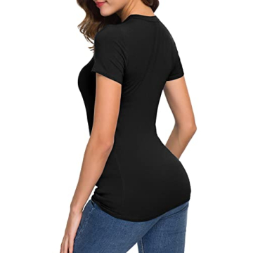 Women's Slim Fit Crewneck Stretchy Bodycon Tee Black