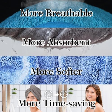 YoulerTex Ultra Plush Microfiber Hair Towel Wrap 2 Pack