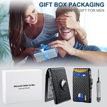 Umoven Slim AirTag Wallet for Men with Pop Up Card Holder