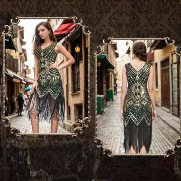 FEPITO 1920s Flapper Dress & Accessories Set for Women