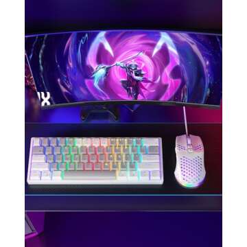 SOLAKAKA SM900 White Wired Gaming Mouse with Honeycomb Shell,12800 DPI,7 Programmable Buttons,Lightweight Gaming Mice Ergonomic Computer Wired Mouse Gaming for Win/PC/Mac/Laptop Gamer