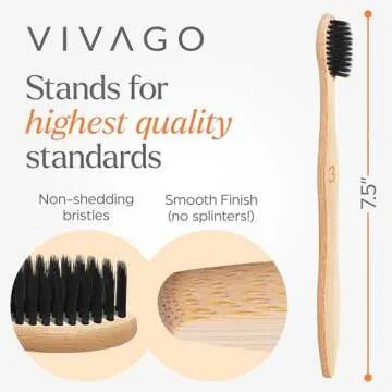 VIVAGO Biodegradable Bamboo Toothbrushes Soft Bristles 10 Pack - BPA Free Soft Bristles Toothbrushes for Adults, Eco-Friendly, Compostable Natural Wooden Toothbrush