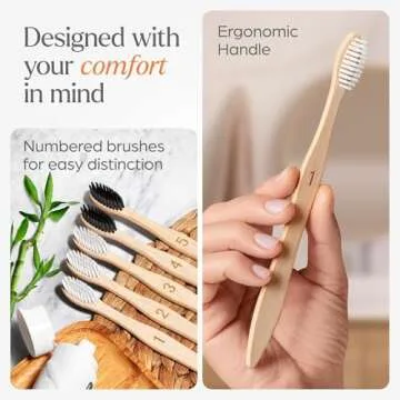 VIVAGO Biodegradable Bamboo Toothbrushes Soft Bristles 10 Pack - BPA Free Soft Bristles Toothbrushes for Adults, Eco-Friendly, Compostable Natural Wooden Toothbrush