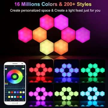 Neoglint 8 Pack Hexagon Lights - RGB Led Hex Lights for Wall with Smart APP Remote Control & Music Sync, Led Wall Decor for Gaming Room, Bedroom, Living Room