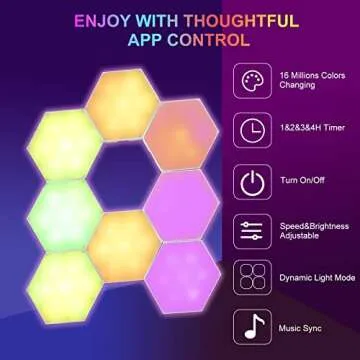 Neoglint 8 Pack Hexagon Lights - RGB Led Hex Lights for Wall with Smart APP Remote Control & Music Sync, Led Wall Decor for Gaming Room, Bedroom, Living Room