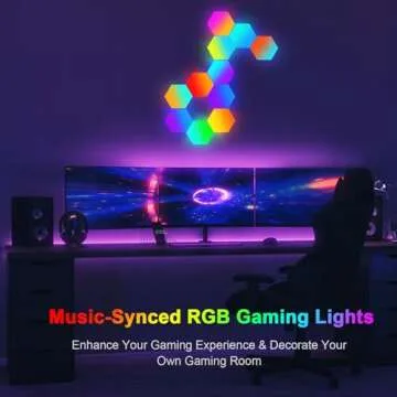 Neoglint 8 Pack Hexagon Lights - RGB Led Hex Lights for Wall with Smart APP Remote Control & Music Sync, Led Wall Decor for Gaming Room, Bedroom, Living Room