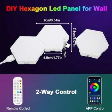 Neoglint 8 Pack Hexagon Lights - RGB Led Hex Lights for Wall with Smart APP Remote Control & Music Sync, Led Wall Decor for Gaming Room, Bedroom, Living Room