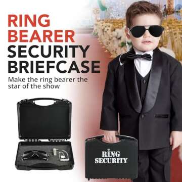 Swiss Industries Security Wedding Ring Bearer Proposal Box with Black Sun Glasses & Spy Ear Piece, S...