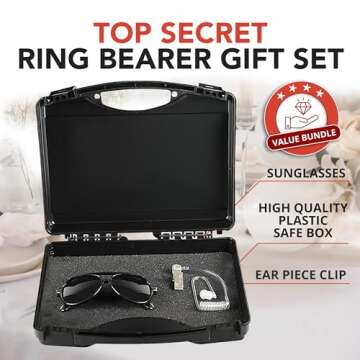 Swiss Industries Security Ring Bearer Box with Sunglasses and Earpiece