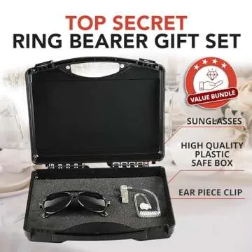 Swiss Industries Security Ring Bearer Box with Sunglasses and Earpiece