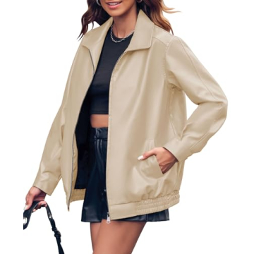 Miladusa Women's Trendy Oversized Faux Leather Jacket
