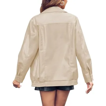 Miladusa Women's Trendy Oversized Faux Leather Jacket