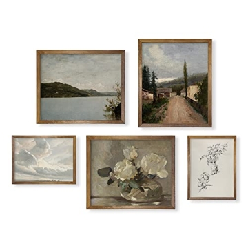 Vintage Farmhouse Wall Decor - Flower Nature Neutral Wall Art for Boho French Country