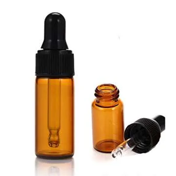 Simple-e 10pcs 5ml 1/6oz Amber Mini Glass Bottle Amber Sample Vial Small Essential Oil Bottle with Glass Eye Dropper + 1pc Glass Clean Cloth + 1pc 3ml dropper (10)