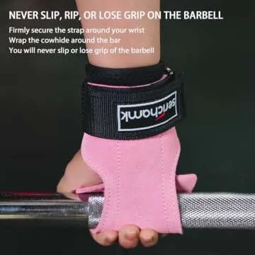 Wrist Straps for Weightlifting with Wrist Wraps,Leather Weight Lifting Wrist Wraps Grip Assistance Deadlift Straps Workout Gym Straps for Men and Women Pink