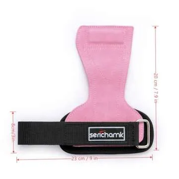 Wrist Straps for Weightlifting with Wrist Wraps,Leather Weight Lifting Wrist Wraps Grip Assistance Deadlift Straps Workout Gym Straps for Men and Women Pink