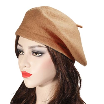 ZLYC Classic Solid Color Wool Beret Hat for Women