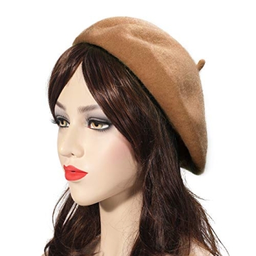 ZLYC Classic Solid Color Wool Beret Hat for Women