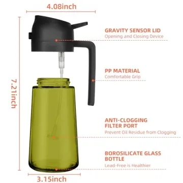 Olive Oil Dispenser & Sprayer - TrendPlain 16oz Black