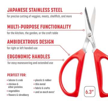 Joyce Chen Original Unlimited Kitchen Scissors All Purpose Kitchen Shears With Comfortable Handles, ...