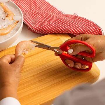 Joyce Chen Original Unlimited Kitchen Scissors All Purpose Kitchen Shears With Comfortable Handles, Red, 2 Pack