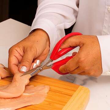 Joyce Chen Original Unlimited Kitchen Scissors All Purpose Kitchen Shears With Comfortable Handles, Red, 2 Pack