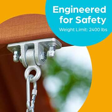 Jungle Gym Kingdom Swing Set Hangers - 2 Heavy Duty Brackets with Locking Snap Hooks for Porch, Patio, Playground - Indoor/Outdoor Hardware & Accessories