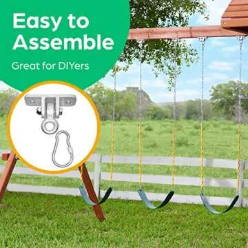 Jungle Gym Kingdom Swing Set Hangers - 2 Heavy Duty Brackets with Locking Snap Hooks for Porch, Patio, Playground - Indoor/Outdoor Hardware & Accessories