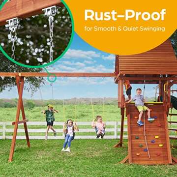 Jungle Gym Kingdom Swing Set Hangers - 2 Heavy Duty Brackets with Locking Snap Hooks for Porch, Patio, Playground - Indoor/Outdoor Hardware & Accessories