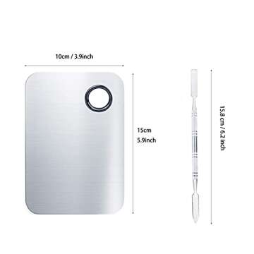 Upgrad Stainless Steel Metal Makeup Palette with Spatula Artist Tool for Mixing Foundation Nail-Art Professional Cosmetic Mixing Makeup Palette Spatula Makeup Artist Tool 1PCS