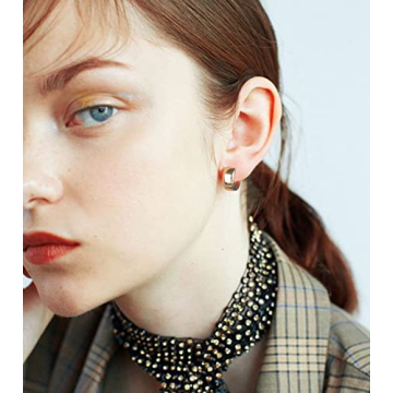 14k Gold Plated Huggie Earrings Set Hypoallergenic Stylish