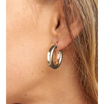 14k Gold Plated Huggie Earrings Set Hypoallergenic Stylish